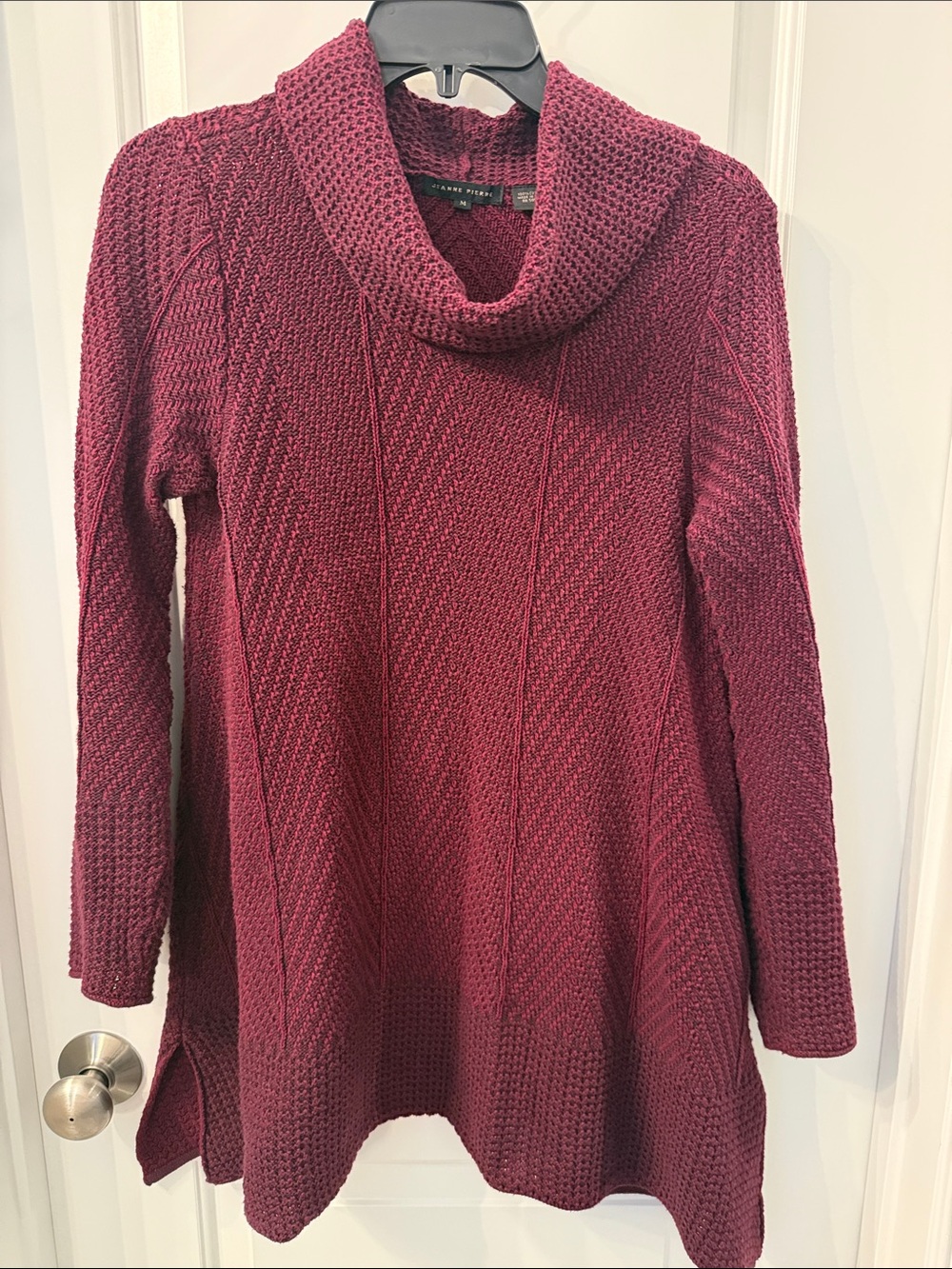 JEANNE PIERRE Burgundy Cowl Neck Sweater Tunic